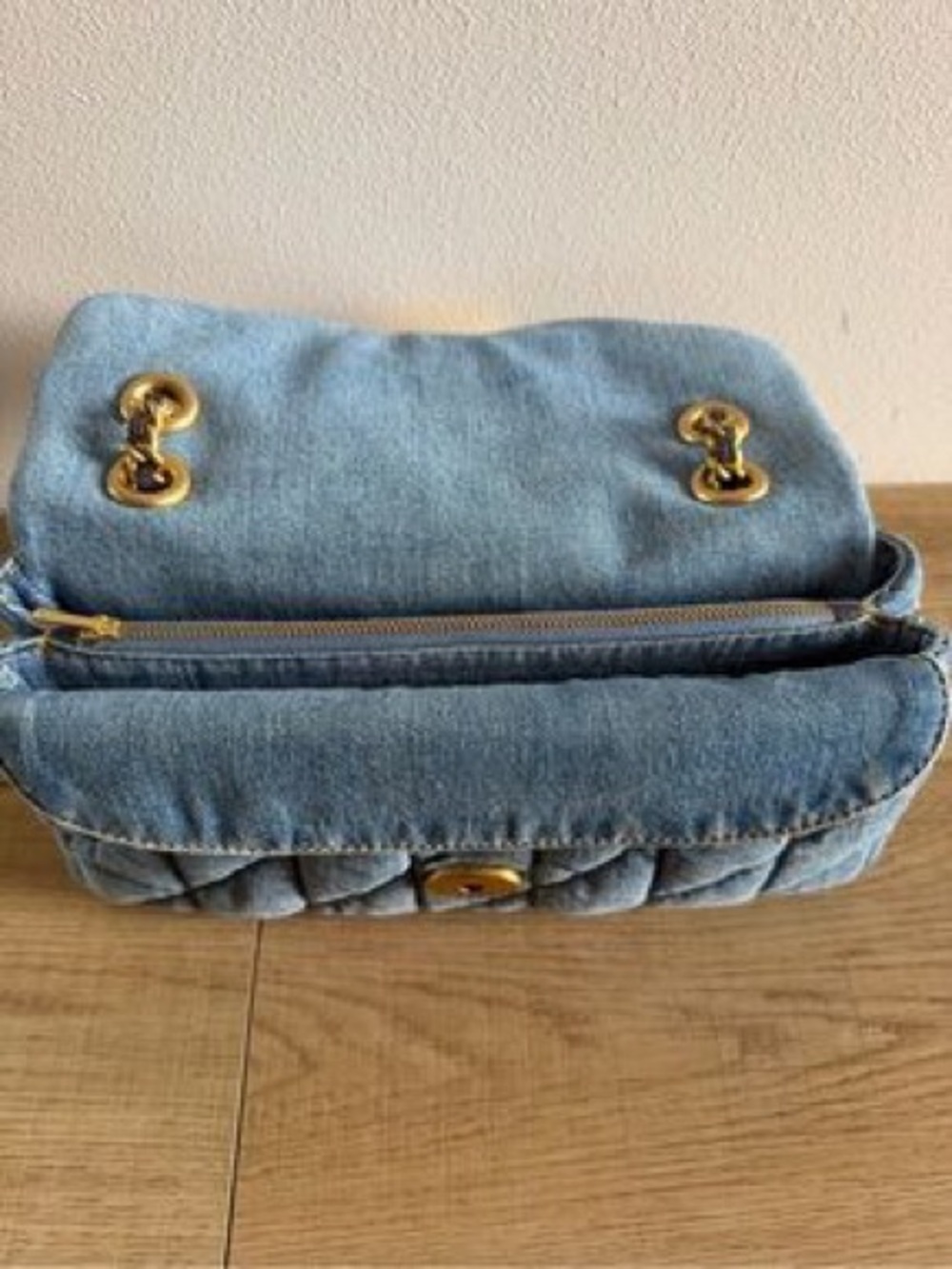 Coach Quilted Denim Shoulder Bag with Brass Chain - Picture 5 of 5